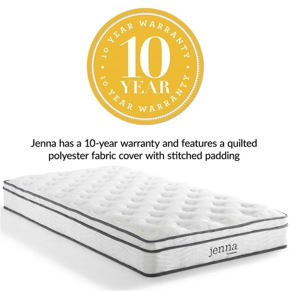 Modway Jenna 8″ Modern Innerspring and Foam Narrow Twin Mattress in White