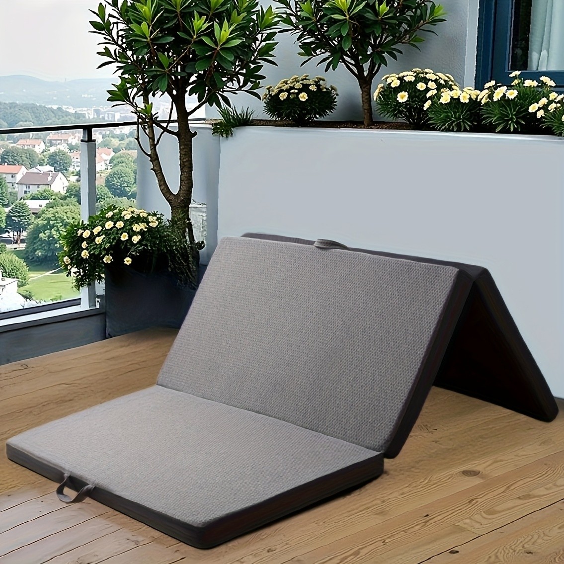 Folding Mattress 4/6in Tri-Fold Memory Foam Mattress Topper Washable Cover Queen