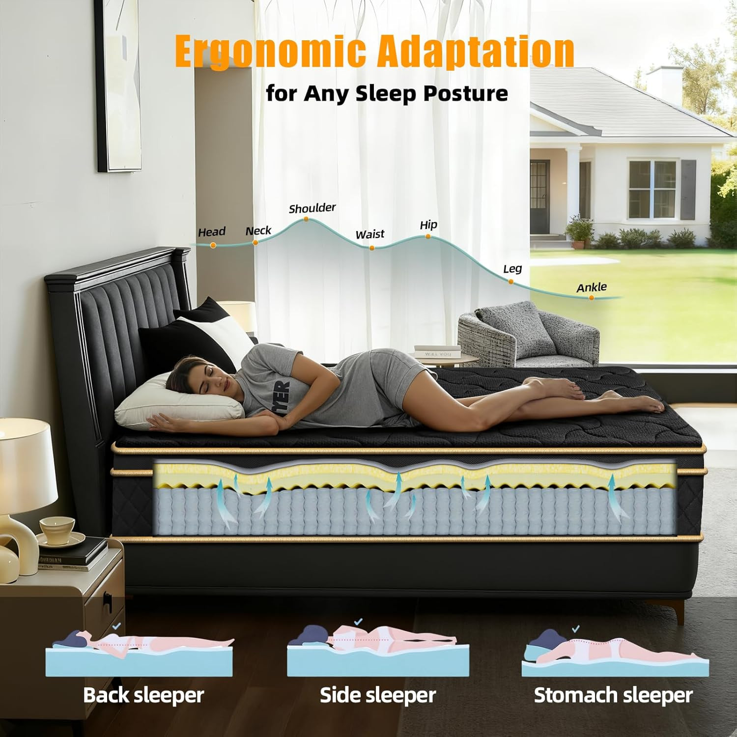 10 Inch Twin Hybrid Mattress Memory Foam Pocket Spring Medium Firm