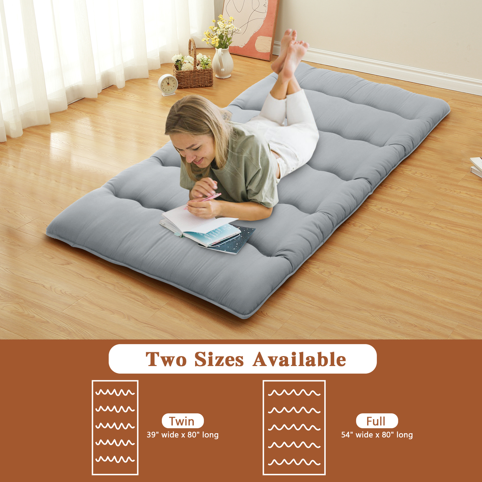 Japanese Style Floor Futon Mattress,Folding Futon Mattress Sleeping Mattress Pad