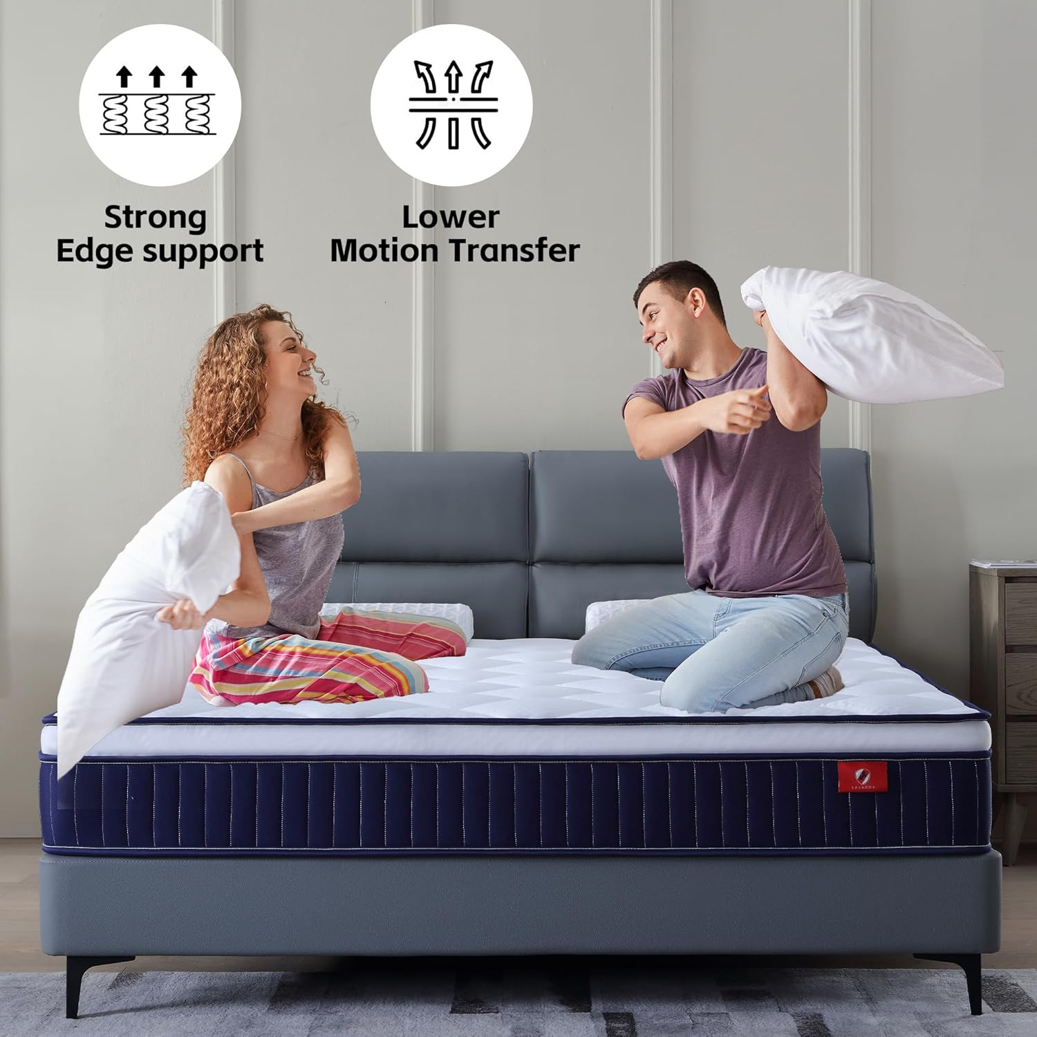 10Inch Memory Foam Mattress,Queen Size Medium Firm Hybrid Mattress,Fiberglass Fr