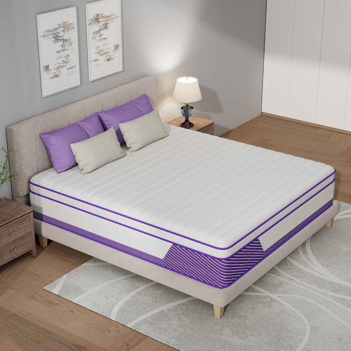 12 Inch Hybrid Spring Mattress in Box Gel Memory Foam Twin Full Queen King Size