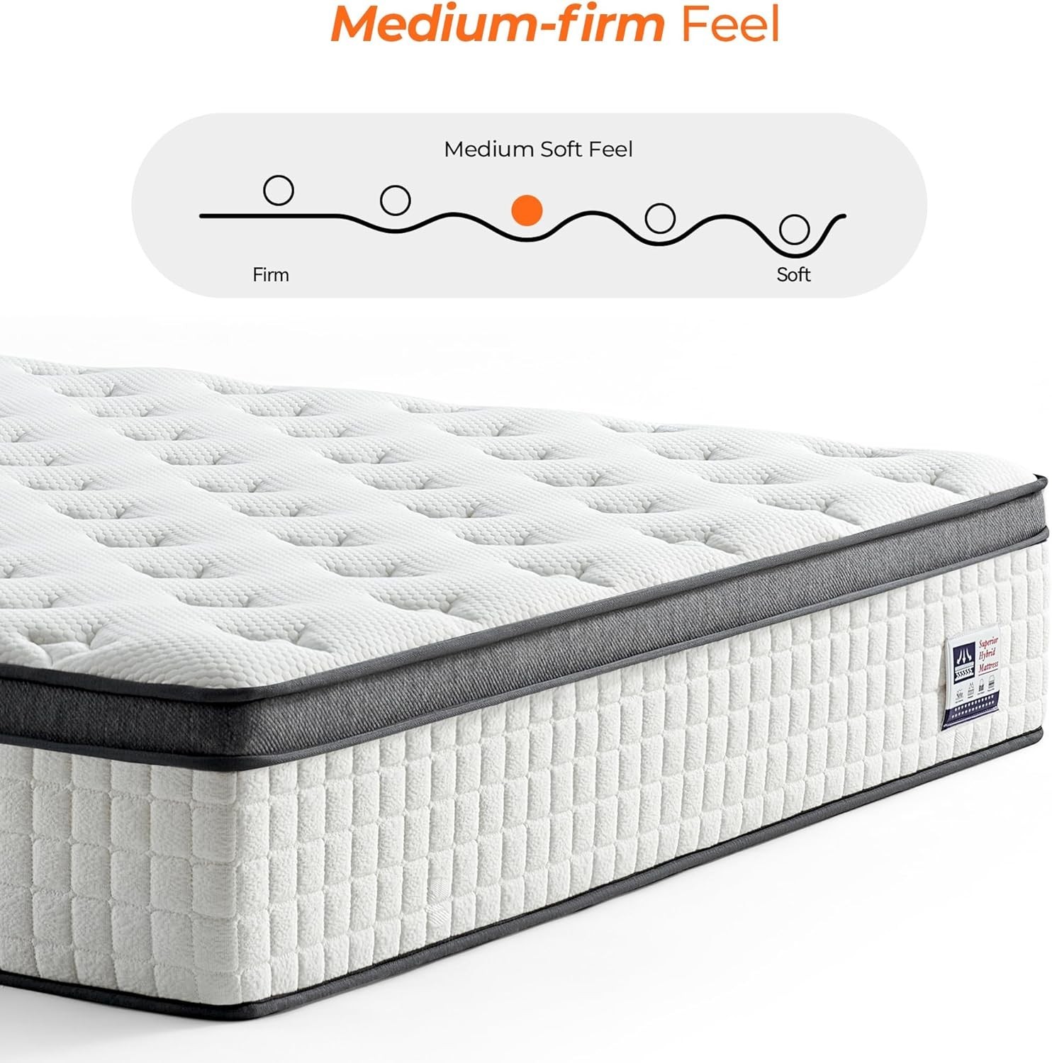 12 Inch Medium Firm Full Hybrid Mattress – Breathable & Motion-Isolating Comfort